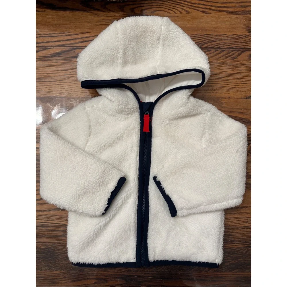 Primary Fleece Jacket Kids 12-18 Months White Hooded Sherpa Zip Up Coat